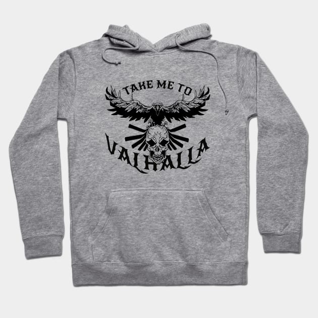 Valhalla Design with skull and crow Hoodie by FelippaFelder